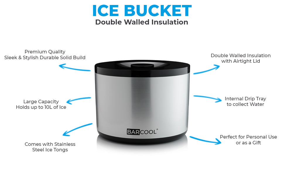 Barcool 10L Ice Bucket - Round Silver